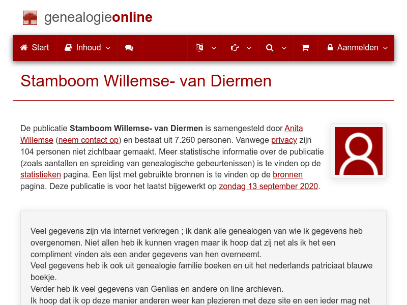 Screenshot van website