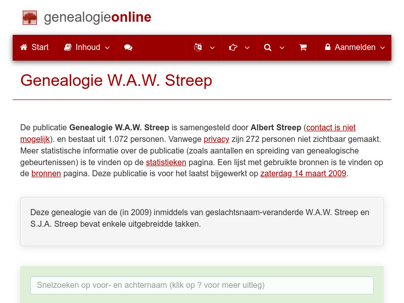 Screenshot van website