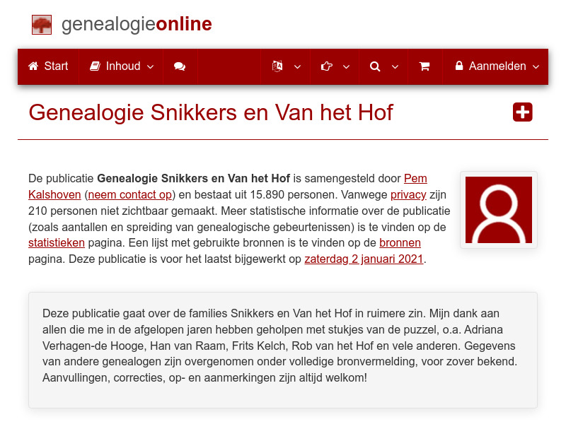 Screenshot van website