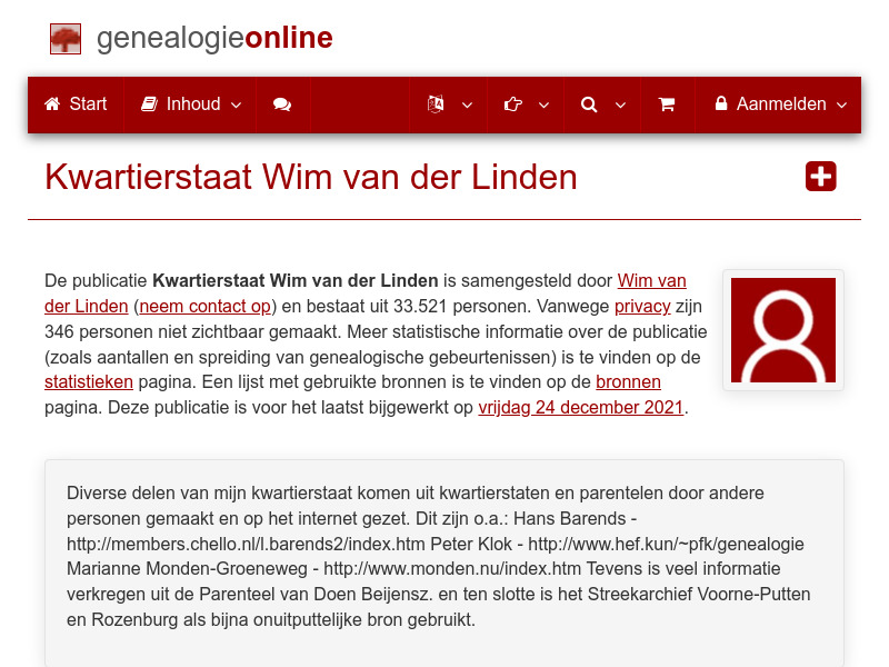 Screenshot van website