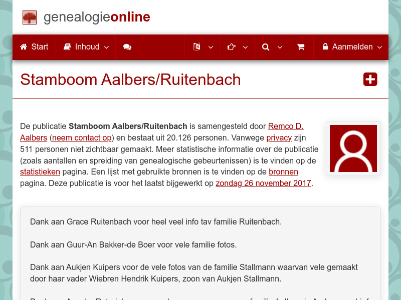 Screenshot van website