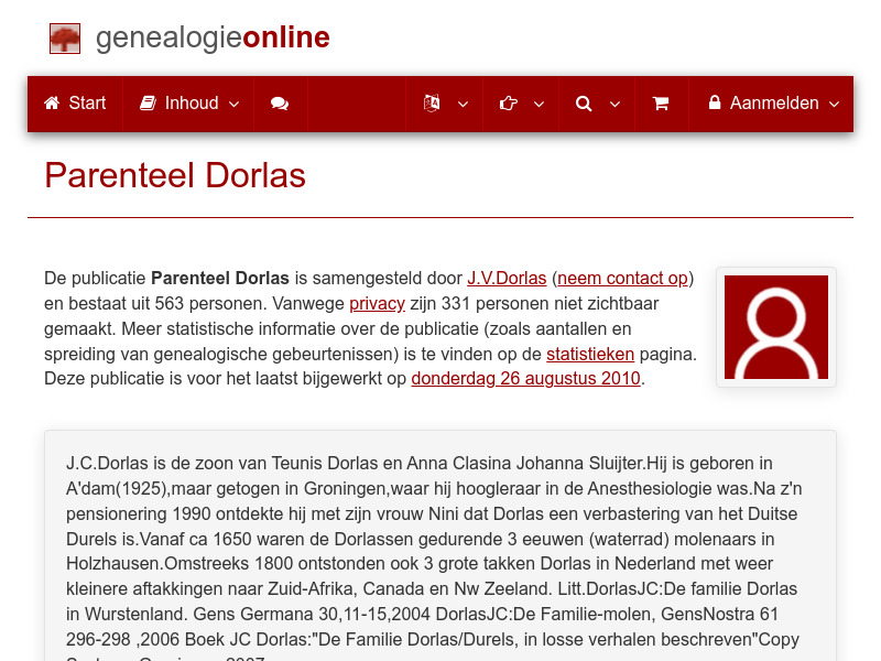 Screenshot van website