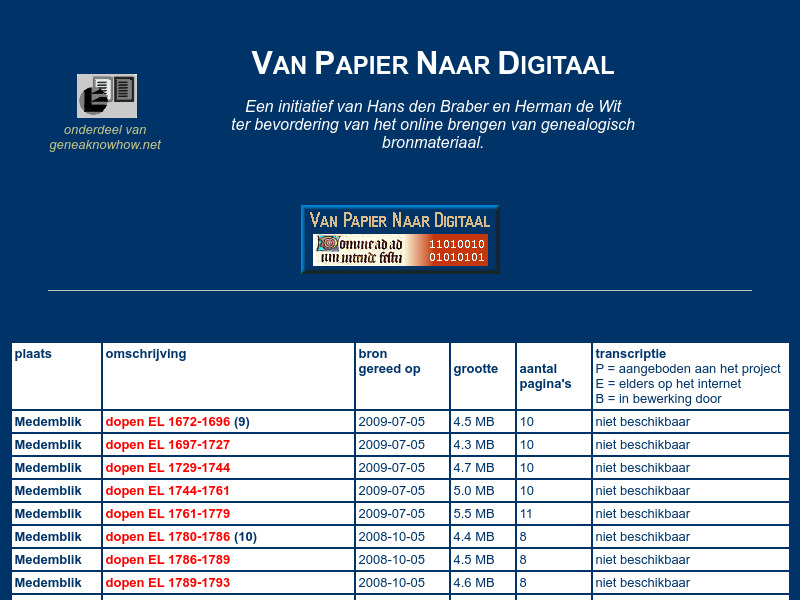 Screenshot van website