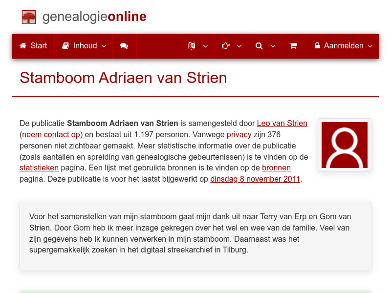 Screenshot van website