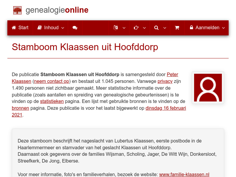 Screenshot van website