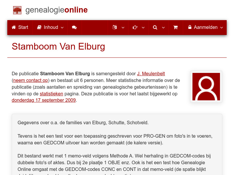 Screenshot van website