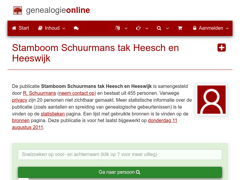 Screenshot van website