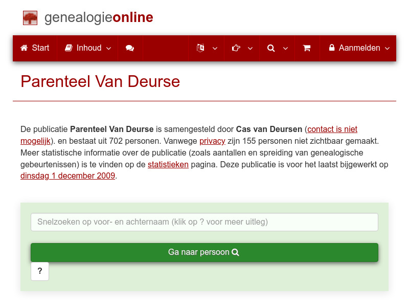 Screenshot van website