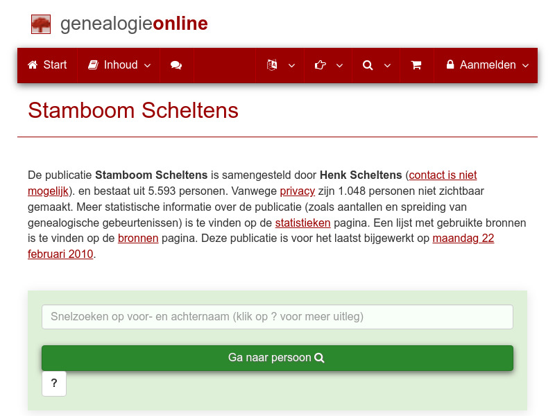 Screenshot van website