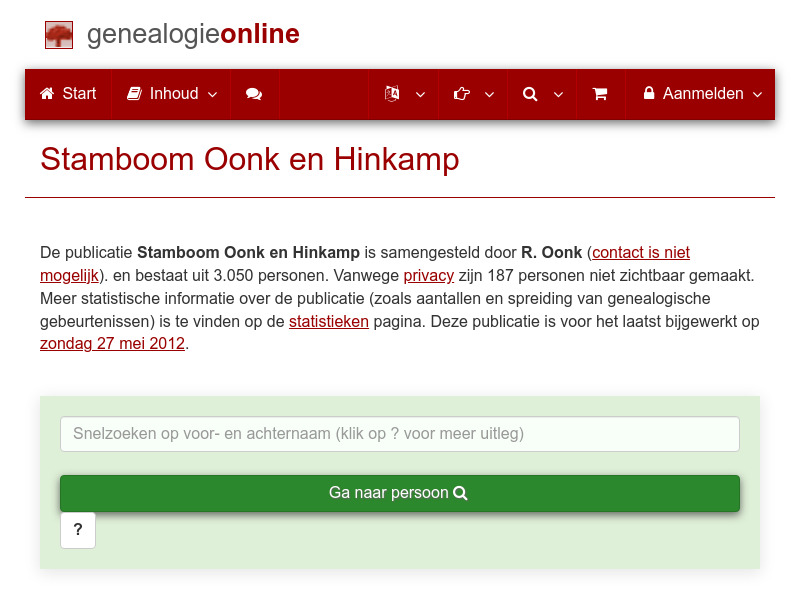 Screenshot van website