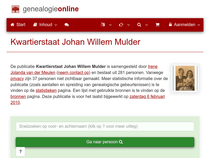 Screenshot van website