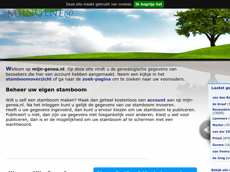 Screenshot van website