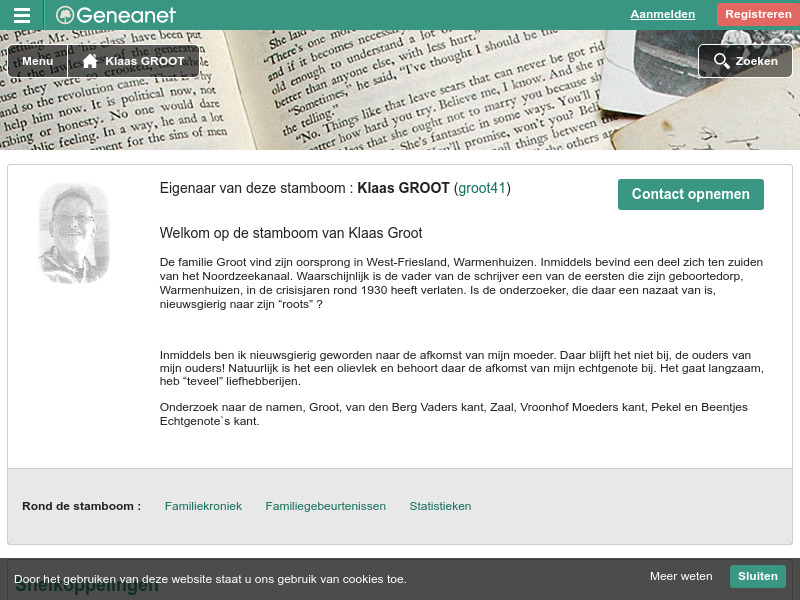 Screenshot van website