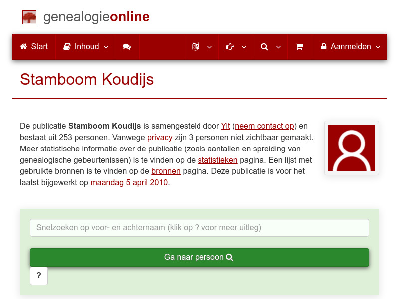 Screenshot van website