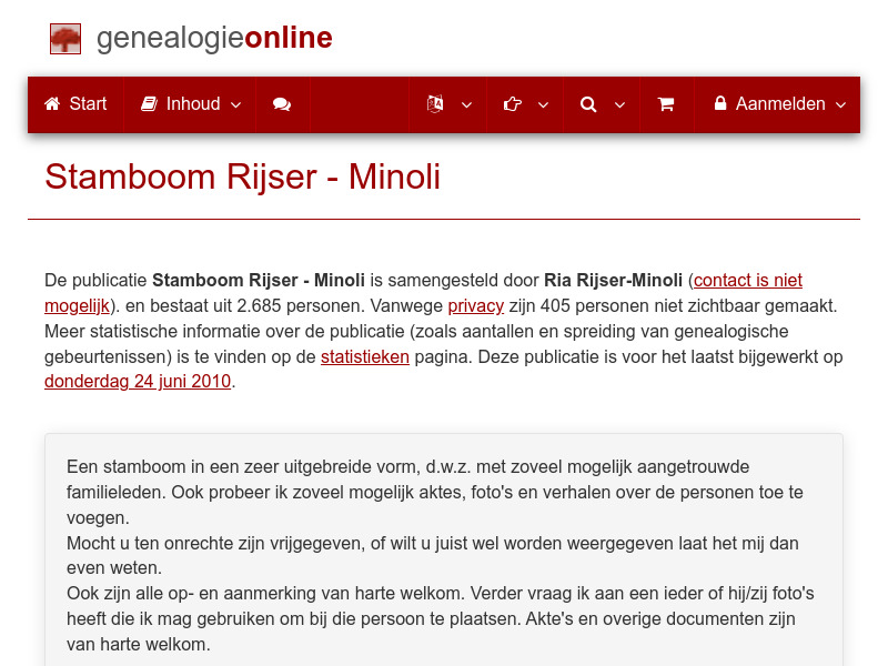 Screenshot van website