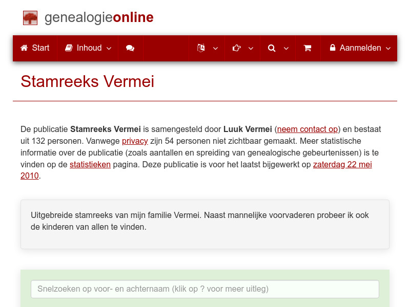 Screenshot van website
