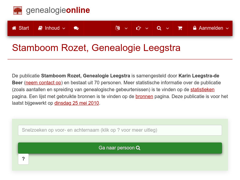 Screenshot van website