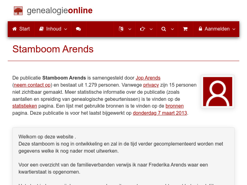 Screenshot van website