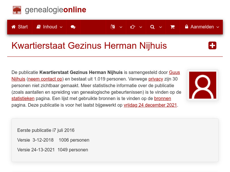 Screenshot van website