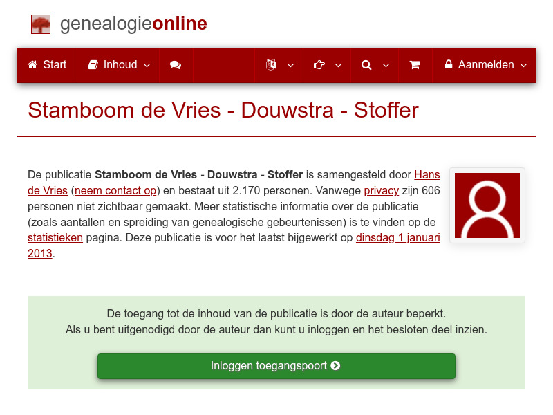 Screenshot van website