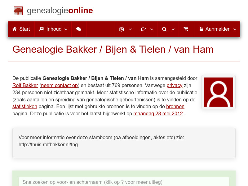Screenshot van website