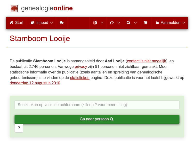 Screenshot van website