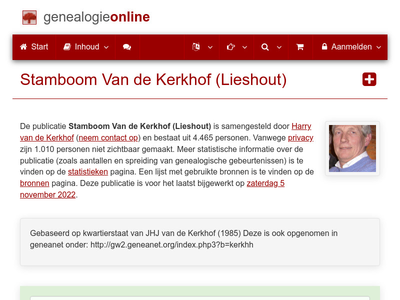Screenshot van website