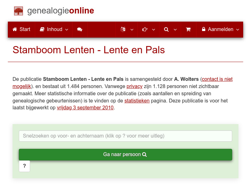 Screenshot van website