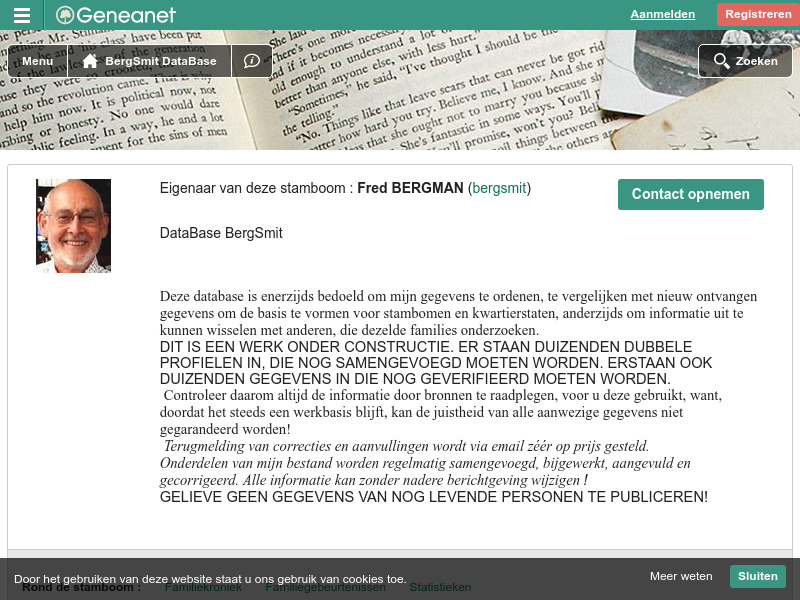 Screenshot van website