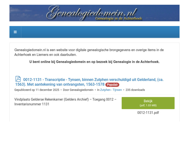 Screenshot van website