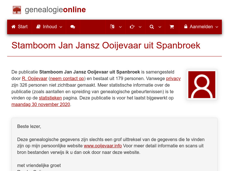 Screenshot van website