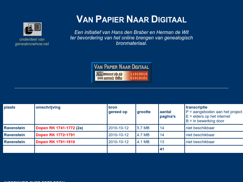 Screenshot van website