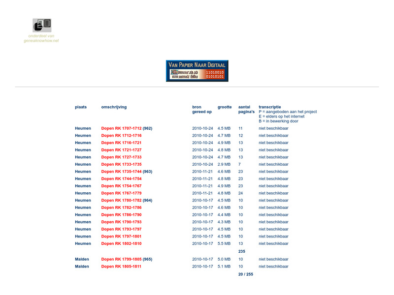 Screenshot van website