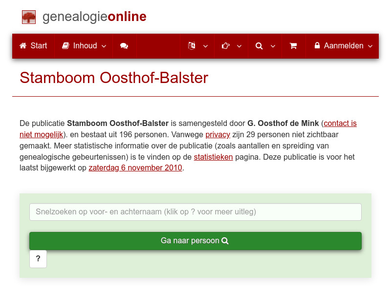 Screenshot van website
