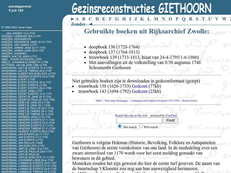 Screenshot van website