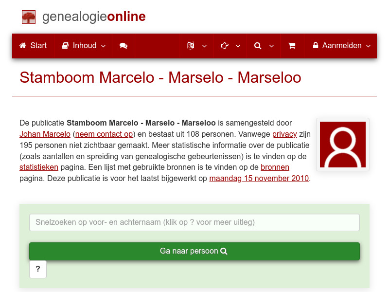 Screenshot van website