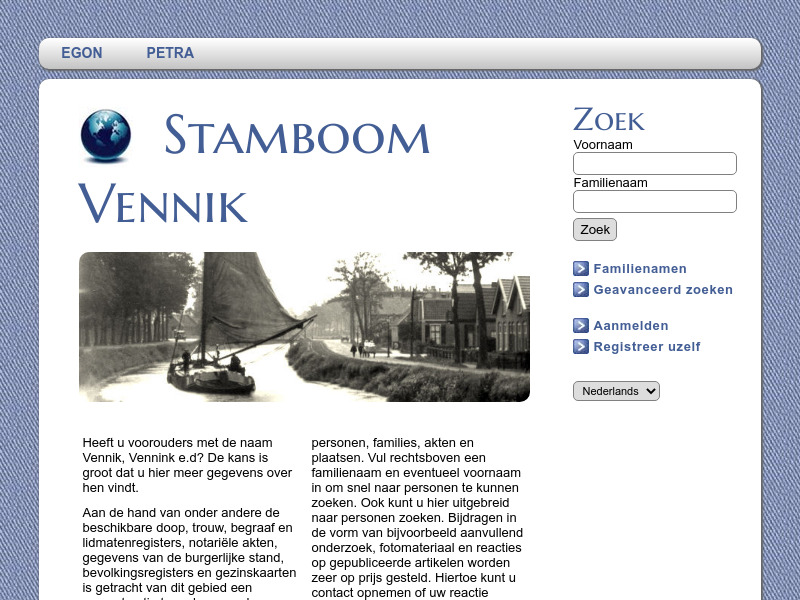 Screenshot van website