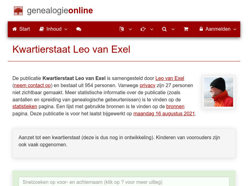 Screenshot van website