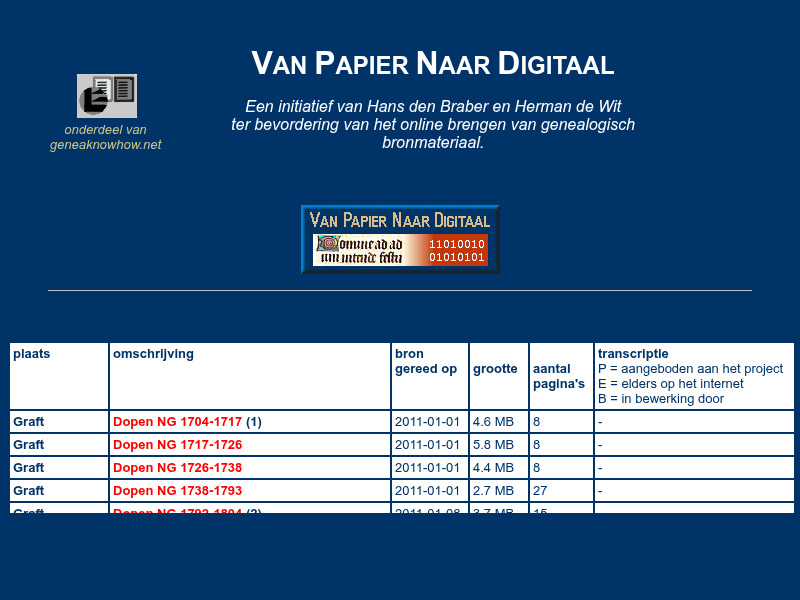 Screenshot van website