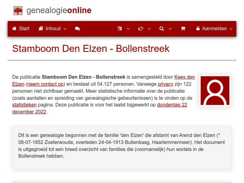 Screenshot van website