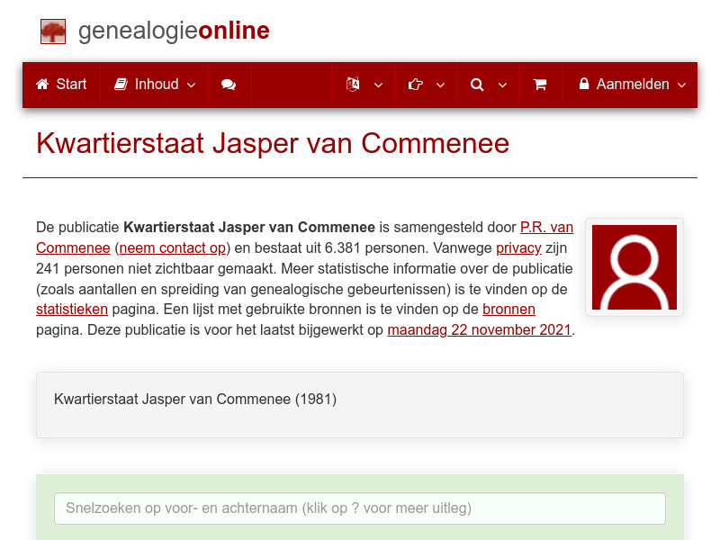Screenshot van website