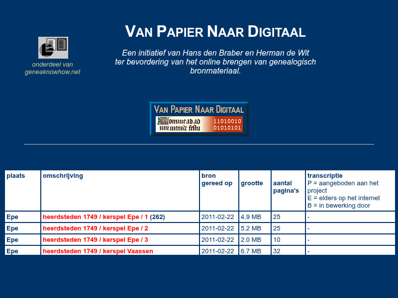 Screenshot van website