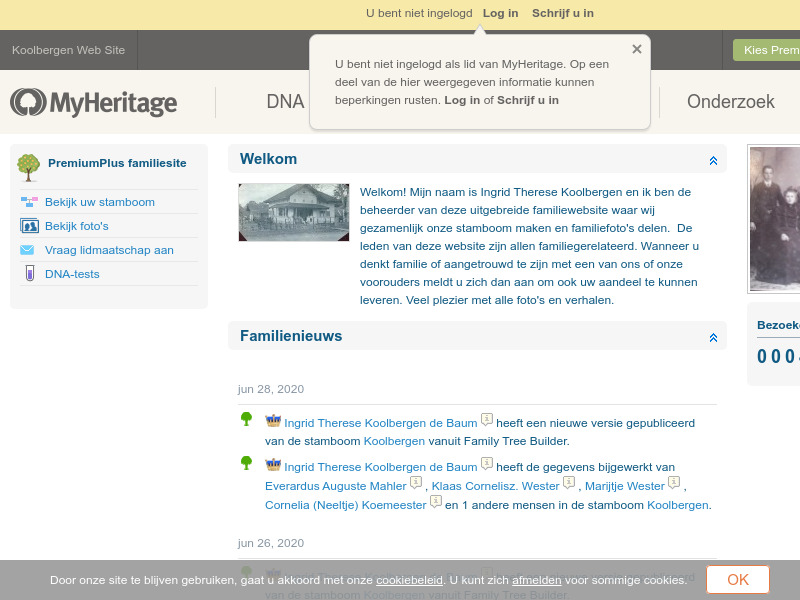 Screenshot van website