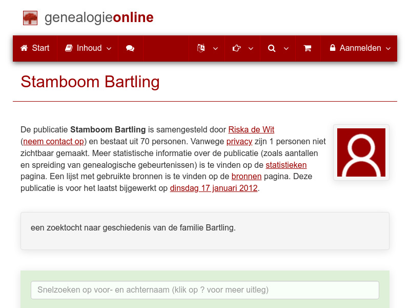 Screenshot van website