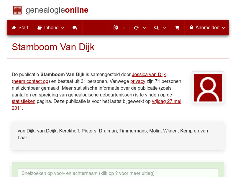 Screenshot van website