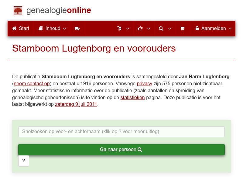 Screenshot van website