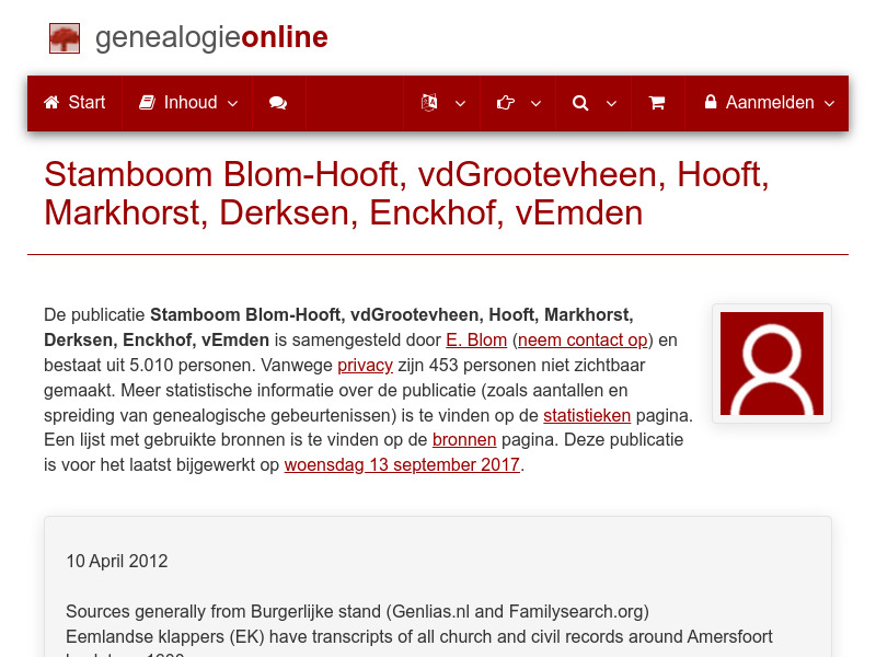 Screenshot van website