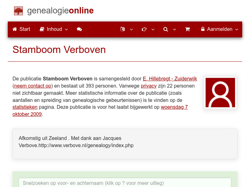 Screenshot van website