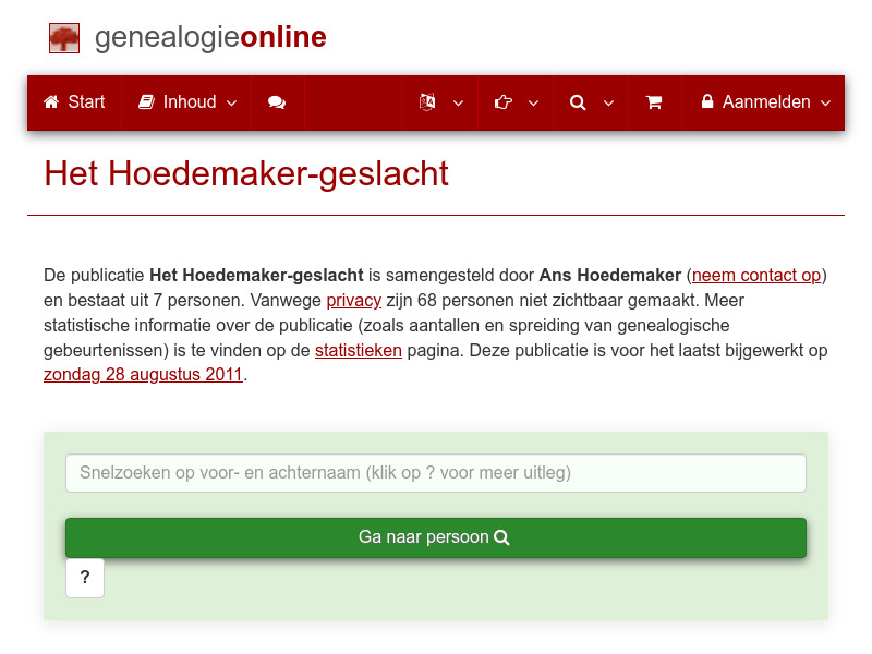 Screenshot van website