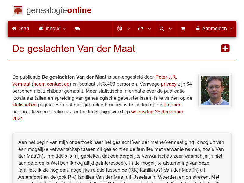 Screenshot van website